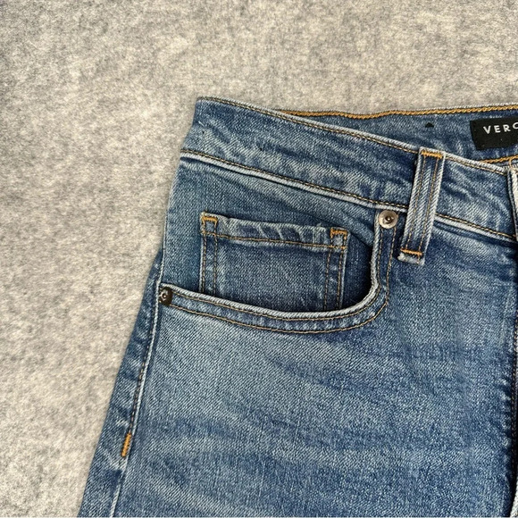 Veronica Beard Ines 10.75 Girlfriend Jeans in Pipeline Frayed Hem Crop Sz: 28 - Picture 6 of 9